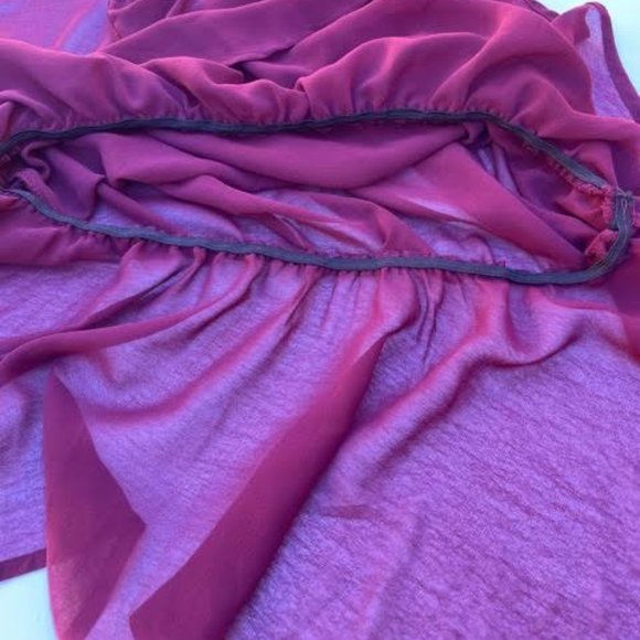 Burgundy Sheer Blouse - Picture 6 of 7